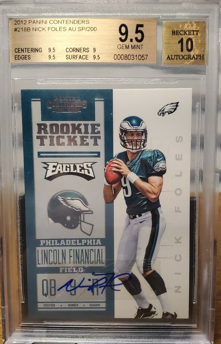 Nick Foles 2012 Panini Contenders Variation SP/200 Rookie RC Auto BGS 9.5 / 10 !