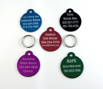 Lot of 50 Pet Rescue Tags for Cats and Dogs - Free Engraving - Not For Profit