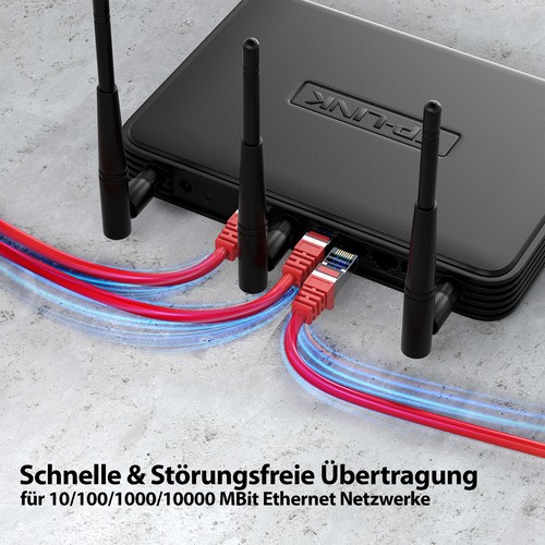 0,25m CAT 7 Patchkabel Netzwerkkabel Ethernetkabel DSL LAN Kabel 25cm - ROT - Afbeelding 3 van 6