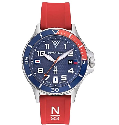 Nautica NAPNSS303 NST 101 - Orologio Uomo Cronografo, Cassa 47mm Acciaio Riciclato, Cinturino Silicone Blu, Impermeabile 100m