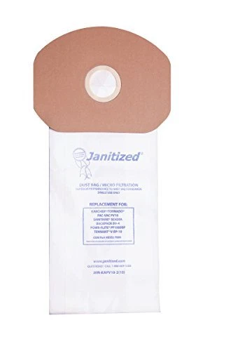 VACUUM ACCESSORIES Janitized JAN-KAPV10-2(10) Premium Replacement Commercial Vacuum Paper Bag, Karc