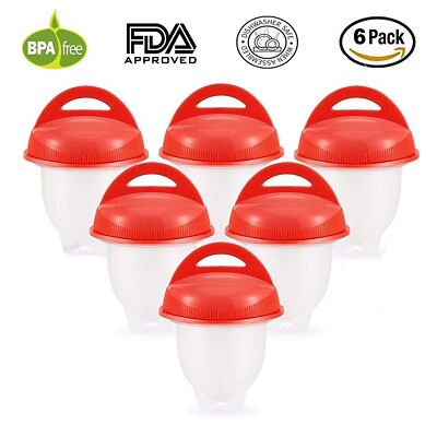 NIB Egglettes Egg Cooker Hard Boiled Eggs Shell Non Stick - 6 Pack
