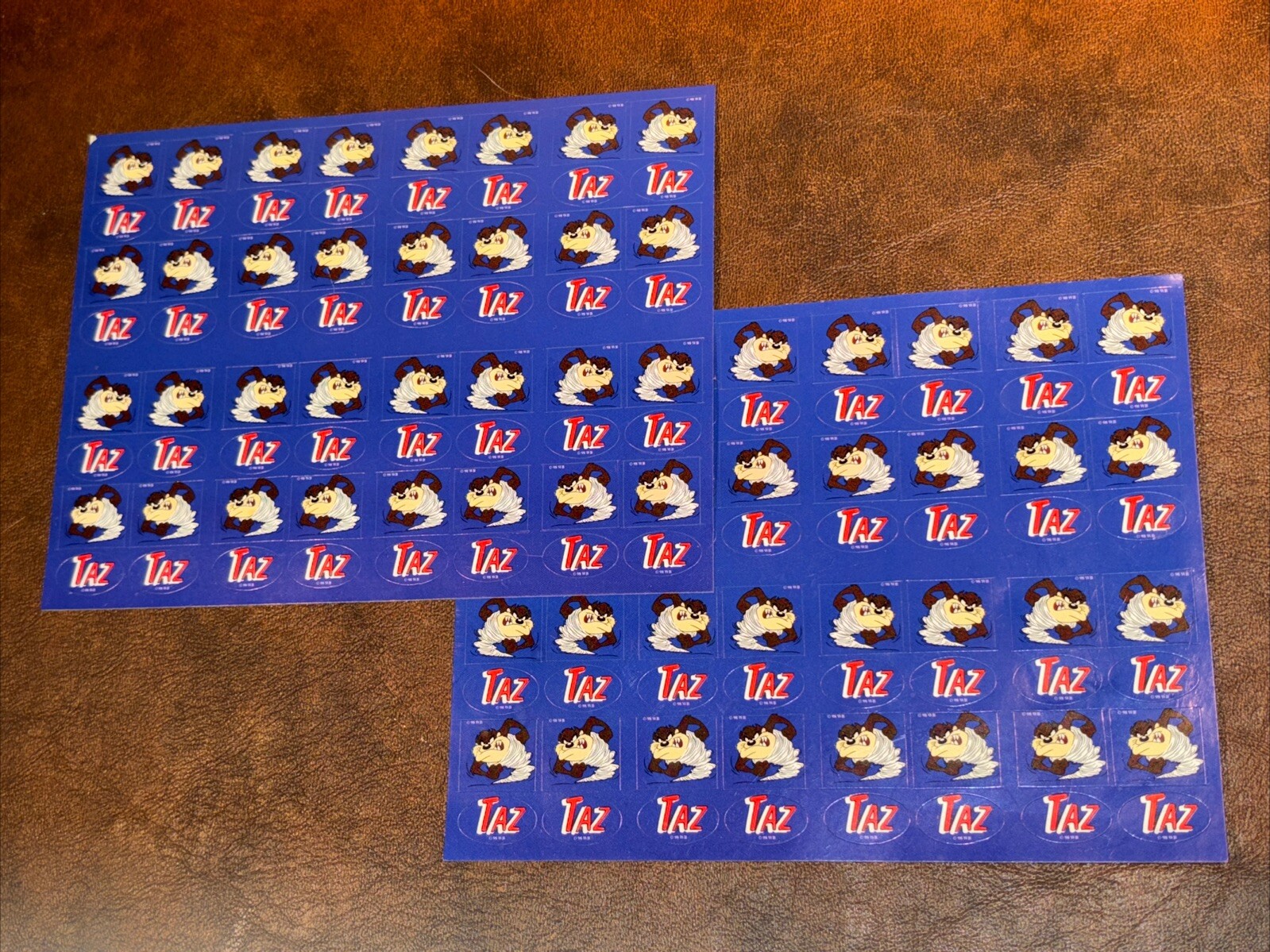2x 1998 Taz Looney Tunes Sticker Sheets Warner Bros NOS 127Ttl