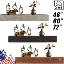 48"/60"/72" Fireplace Mantel Wall-Mounted Floating Shelf Rustic Wood Home Decor