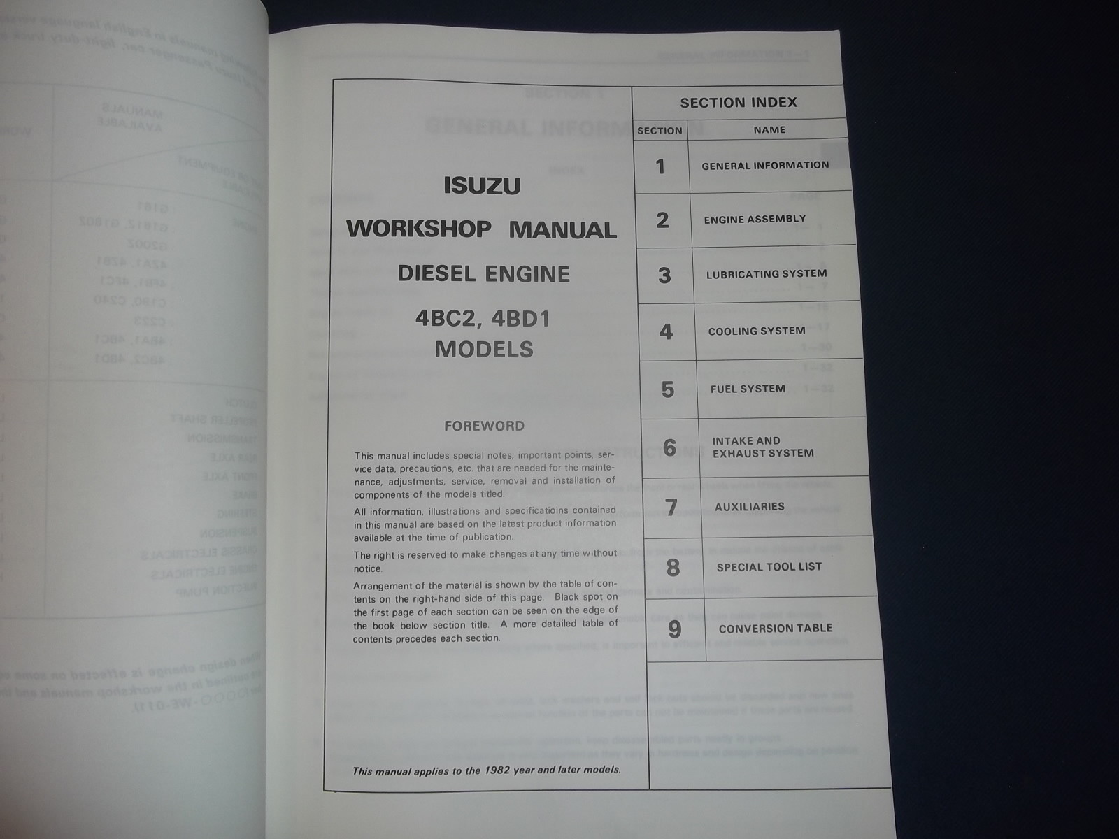 ISUZU MOTORS 4BC2 4BD1 DIESEL ENGINES SERVICE SHOP REPAIR WORKSHOP MANUAL |  eBay