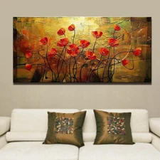 Modern Pure Hand-painted Thick Oil Painting Abstract Flower Living Room Decor