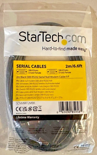 StarTech.com 2m Black DB9 RS232 Serial Null Modem Cable F/F - DB9 Female-Female