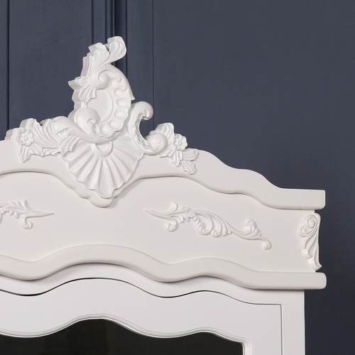 French Style White Chateau Single Armoire Full Mirror Door Shabby Chic Wardrobe - Picture 3 of 9