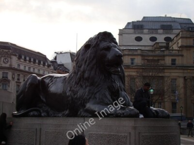 Photo 6x4 Lion statue in Trafalgar Square London View taken looking north c2010