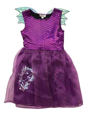 Disney Descendants Girls Purple Tulle Mal Dragon Dress & Wings | eBay