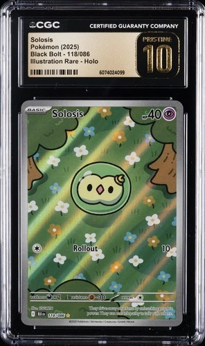 2025 POKEMON BLACK BOLT ILLUSTRATION RARE HOLO #118 SOLOSIS CGC 10 PRISTINE