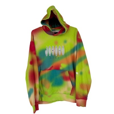 Nike Air Jordan Jumpman Spray Paint Tie Dye Hoodie Men's L Multicolor Pullover