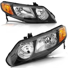 Lbrst Headlight Assembly For Honda Civic Sedan 4-Door 2006-2011 Black Housing