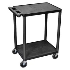 Utility Cart With Lipped Plastic Shelves, Polyethylene, 300 Lb Load Capacity, 2