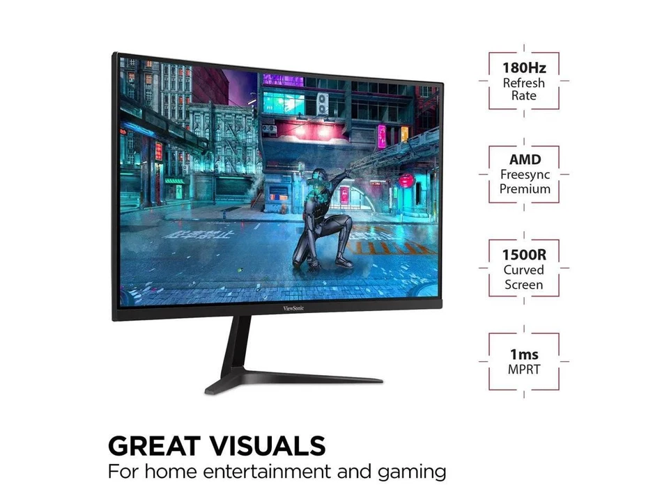 ViewSonic VX2718-2KPC-MHD Curved Gaming Monitor 27" WQHD 1440p 180Hz 1ms with - Image 2 of 4
