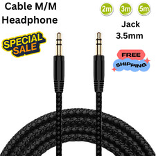 2M  3M  5M Headphone Aux Cable Audio Lead 3.5mm Jack to Jack Stereo PC Car Male