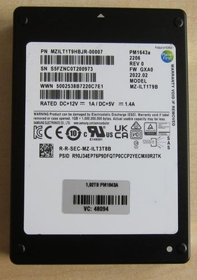 1,92 TB Samsung SSD PM1643A, MZILT1T9HBJR-00007  SAS (Smartwerte 74%)