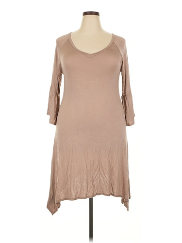 Poliana Plus Women Brown Casual Dress 2X Plus