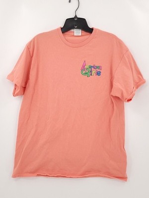 Pro Weight American Girls T Shirt Womens Large Color Salmon SS Graphic Crew Neck