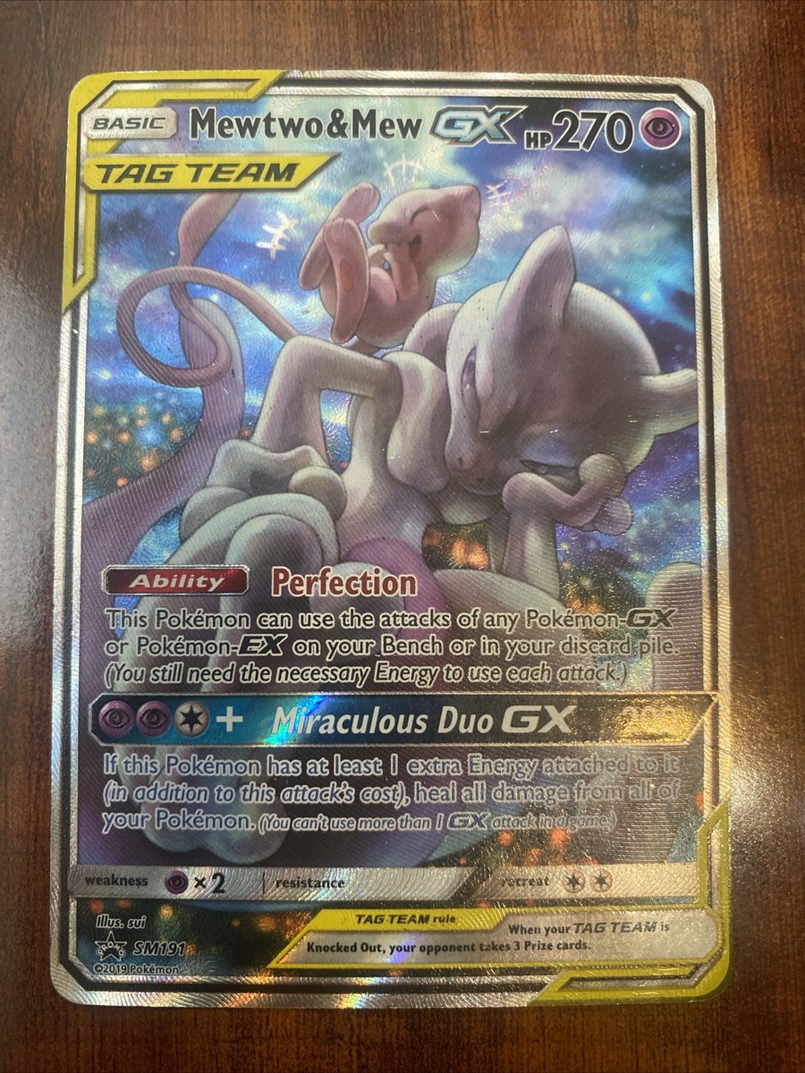 Pokemon Mewtwo & Mew Tag Team Black Star Promo SM191 Full Art HP