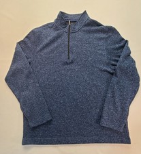 Van Heusen Men's XL Blue 1/4 Zip Mock Neck Knit Pullover Sweater Long Sleeve