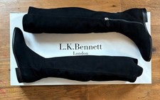 LK Bennett Archana black stretch suede flat knee high boots uk 3 36 new RRP £450