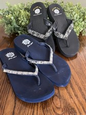 2 Pairs Yellow Box Zemily Sandals Flip Flops Bejeweled Rhinestones Bling Sz 6.5