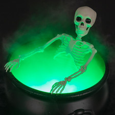 Halloween Decorations outside - Large Witches Cauldron on Tripod with Skeleton &