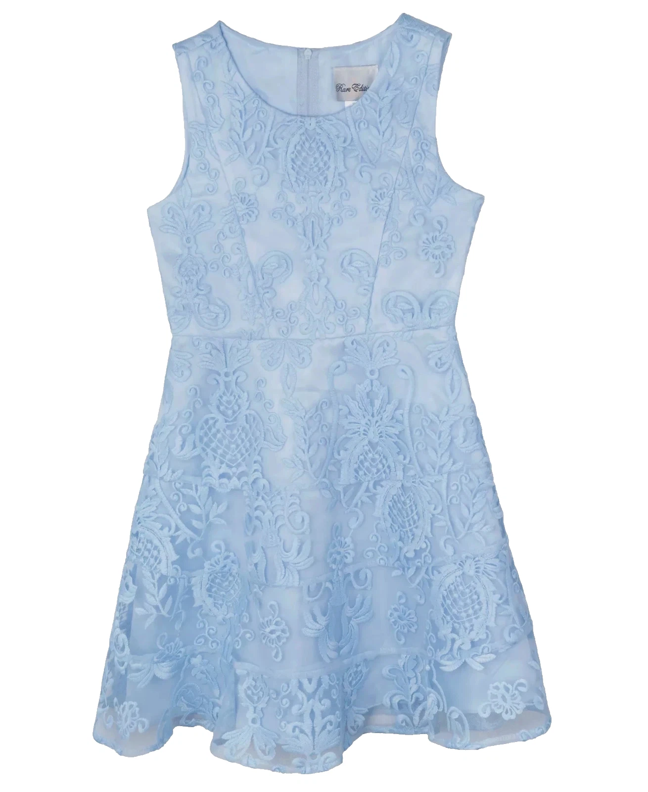 Rare Editions Girls Embroidered Special Occasion Dress Size 7 Blue Sleeveless