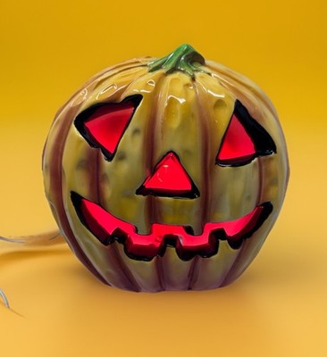 1962 MCM Halloween Jack O  Lantern Light-Up Pumpkin Planter Samson Relpo Works