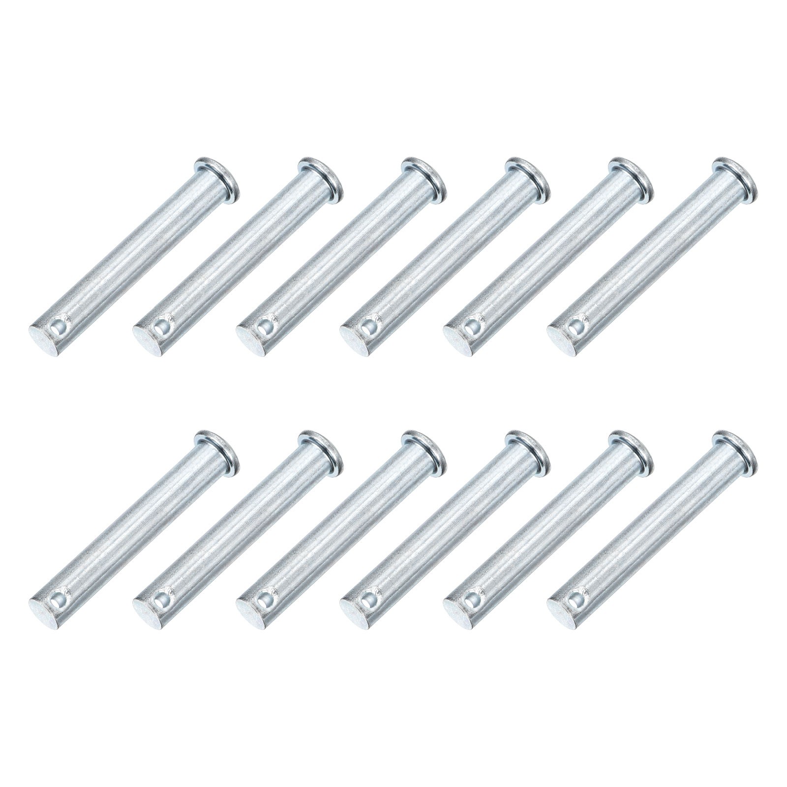 12Pcs M10 x 60mm Single Hole Clevis Pins, Zinc-Plated Carbon Steel Flat Head Pin