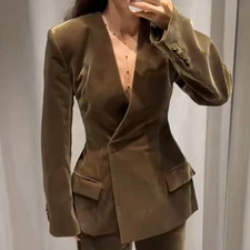 BNWT H&M Holiday 25 Velvet Jacket Blazer 1319786001 Dark Khaki Green XS,S,M,L,XL