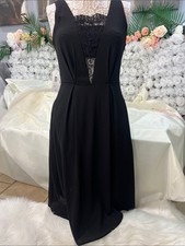Bisou Bisou Black V-Neck Lace-Inset Midi Dress