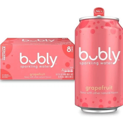 bubly Sparkling Water,Grapefruit, Zero Sugar & Zero Calories, 12 fl oz, 8 Count