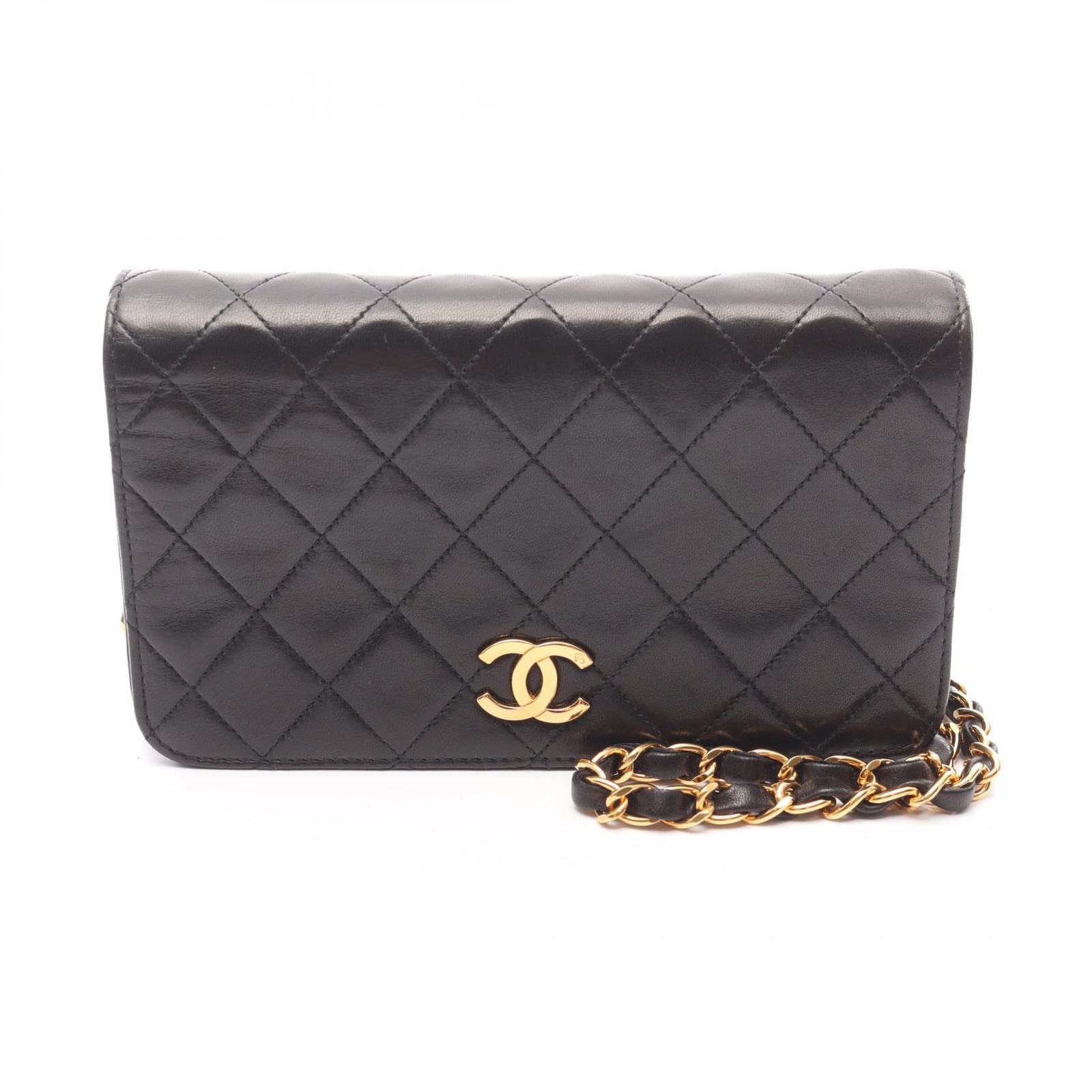 CHANEL Mini Matelasse Flap Bag Black Lamb Leather GHW Pre-Owned