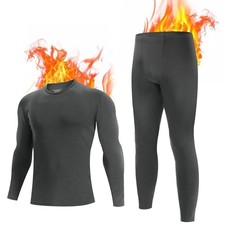 MEETWEE Men's Thermal Base Layer Set, Bamboo Charcoal Compression, Blue, UK S