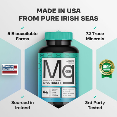 Spectrum 5 Magnesium | 5-In-1 Complex + 72 Trace Minerals for Enhanced Absorp...