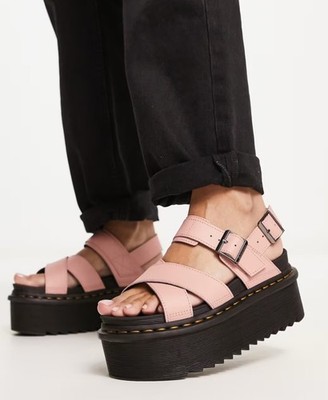 Dr. Martens Women's Voss II Quad Athena Leather Sandals 10 Peach
