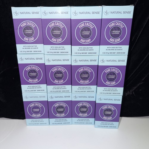 12 BARS-Pure Castile Soap LAVENDER Olive Oil Coconut Oil & Shea Butter Bar Soap