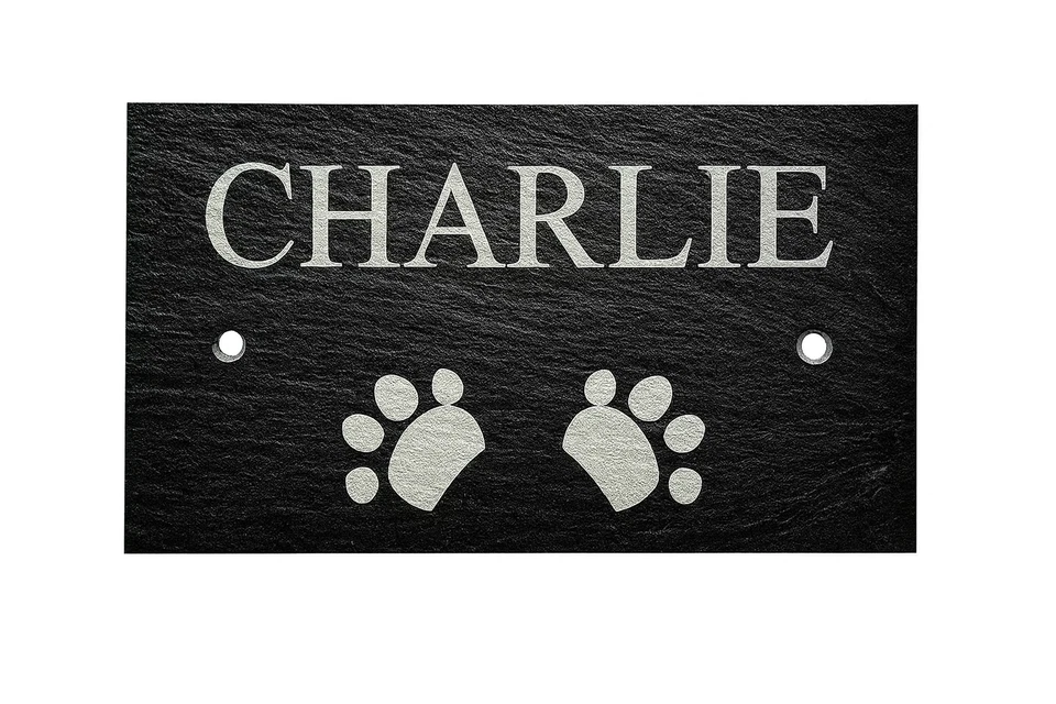 Personalised Engraved Dog Kennel Sign Custom Outdoor Pet House Name Slate Plaque - Image 3 of 3