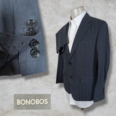 Bonobos Fortex 2 Piece Suit Mens 40S Pants 32x27 Blue Sripe Linen Cotton Slim