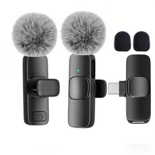 USB-C Wireless Lavalier Microphone for Phone Tablet PC Plug  Play Clip-on
