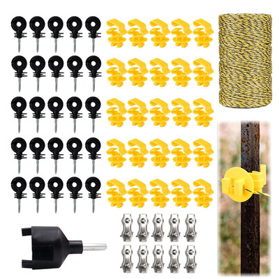 62 Pcs Electric Fence Wire Kit Include 656 Ft 200 Meters Electric Fence Polywire