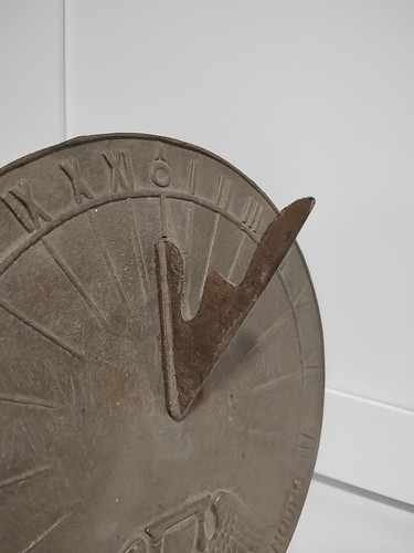 Vintage Cast Metal Sundial 9.5" Diameter with Roman Numerals Bass Bronze? - Picture 6 of 18