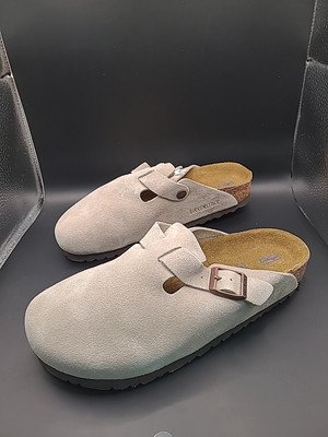 NEW Birkenstock Boston Clog Soft Footbed Suede Leather - Taupe Size M7 W9