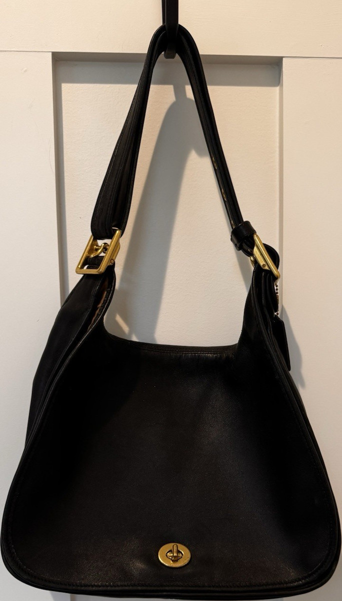 Auth Vintage COACH Turnlock Leather One Shoulder Bag Black | eBay
