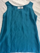 Vtg Silk Camisole Green Scoop Neck Small Hole Sz SM