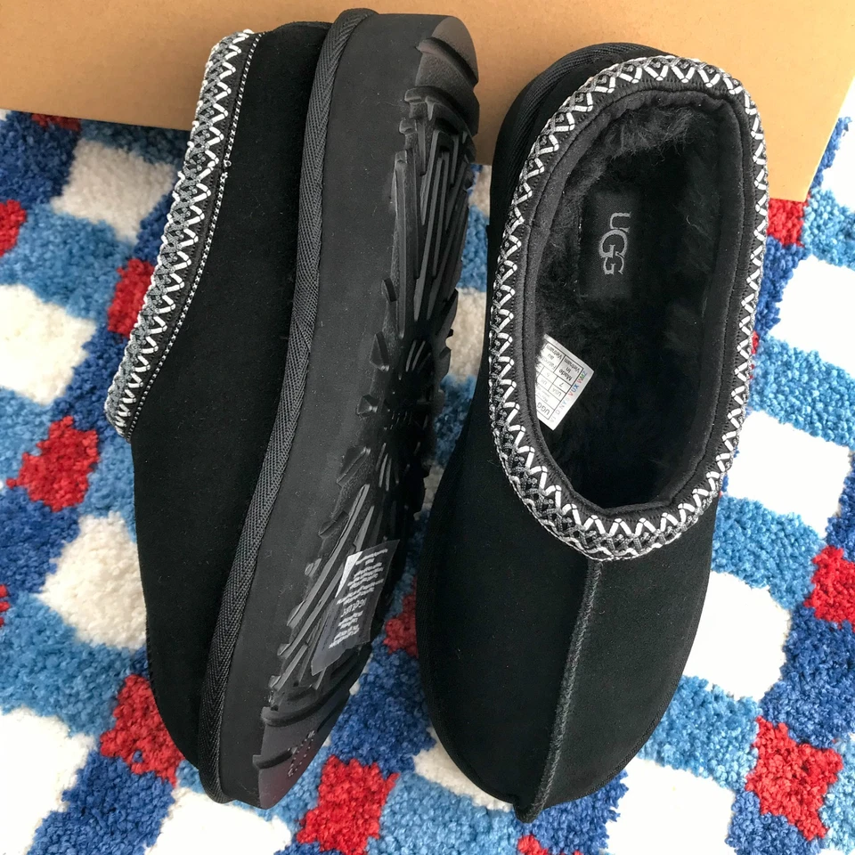 Zapatos planos para mujer Ugg Tasman II negros trenzados clásicos de lana gamuza Foto 4 de 4