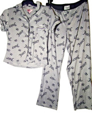 Juicy Couture Two Piece Pajama Set Size Medium Long Bottom