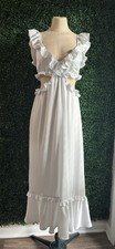 NWOT Show Me Your Mumu Midi Dress White Ruffle Cutout Bridal Vacation Large